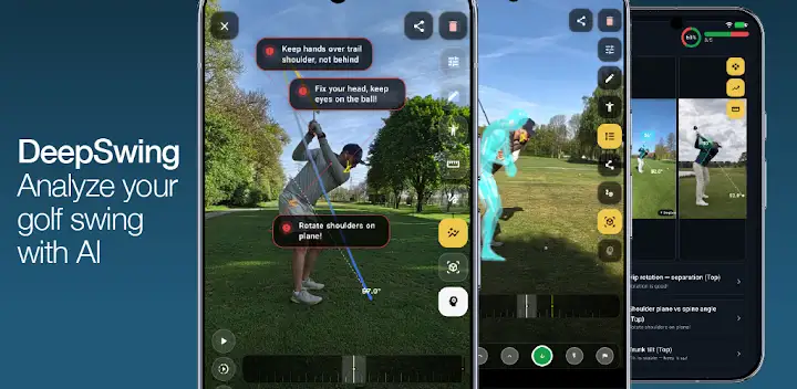 DeepSwing Golf Swing Analyzer — Android app banner