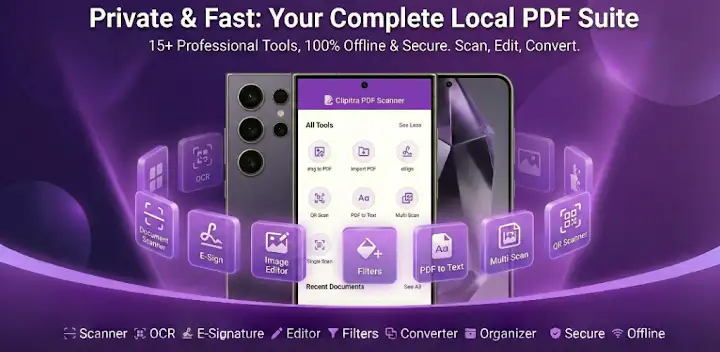 Clipitra Turbo PDF Scanner Pro — Android app banner