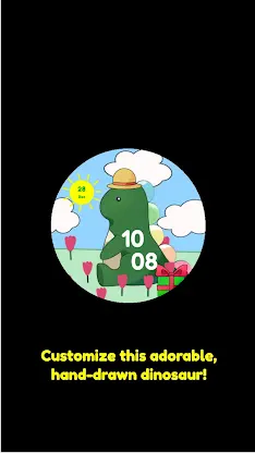 Cute Dino Hand-Drawn WatchFace screenshot 3