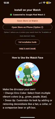 Cute Dino Hand-Drawn WatchFace screenshot 1