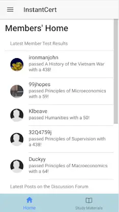 InstantCert CLEP screenshot 2