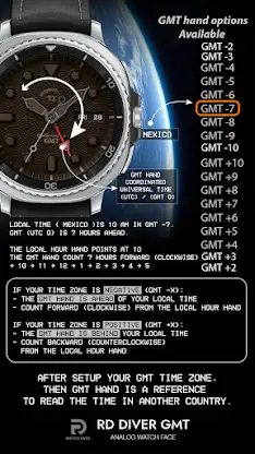 GMT DIVER Analog Watch Face screenshot 5