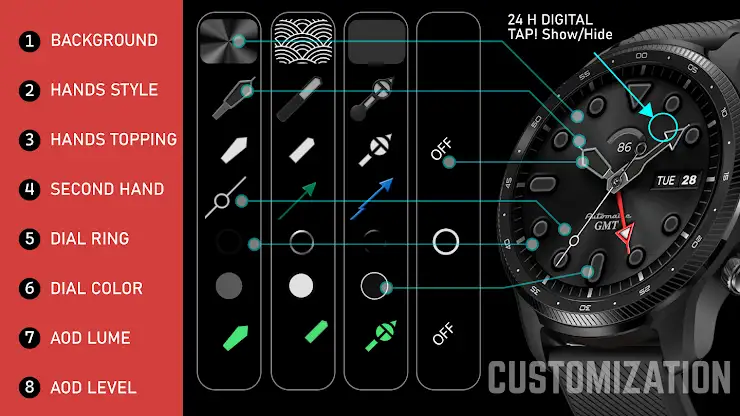 GMT DIVER Analog Watch Face screenshot 2