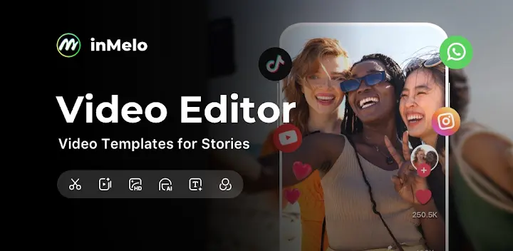 AI Video Editor, Reels: inMelo — Android app banner