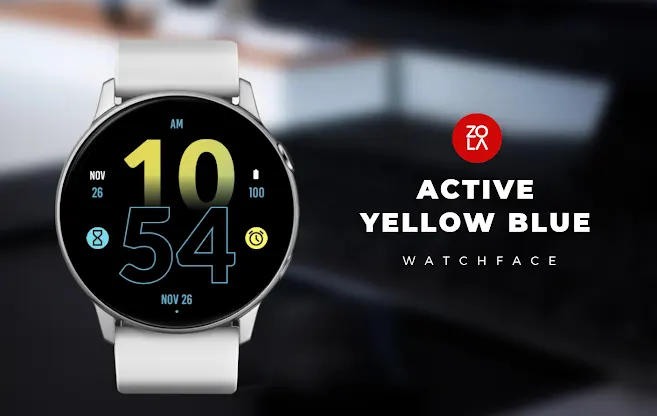 Active Yellow Blue Watch Face screenshot 1