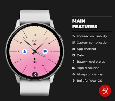 Analog Blush Pink Watch Face screenshot 2