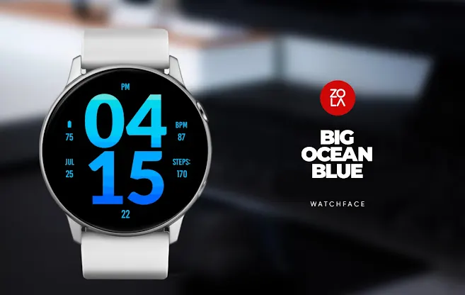 Big Ocean Blue Watch Face screenshot 1