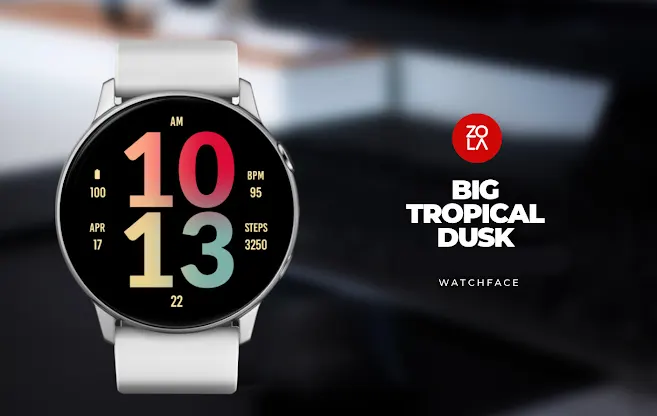 Big Tropical Dusk Watch Face screenshot 1
