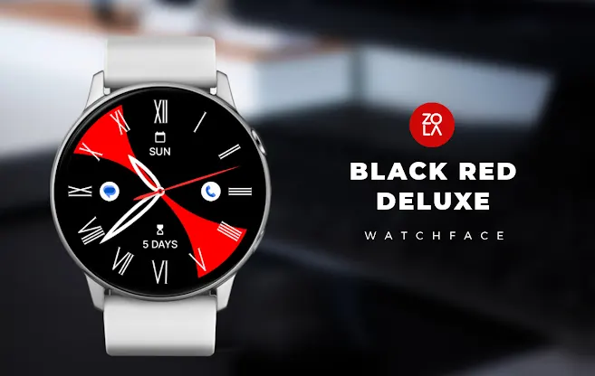 Black Red Deluxe Watch Face screenshot 1