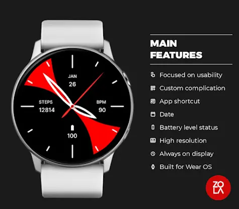 Black Red Deluxe Watch Face screenshot 2