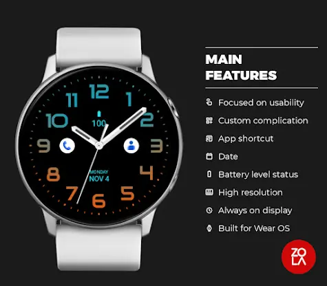 Blue Orange Analog Watch Face screenshot 2