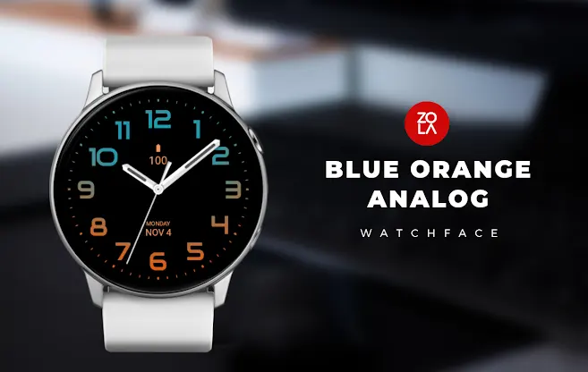 Blue Orange Analog Watch Face screenshot 1