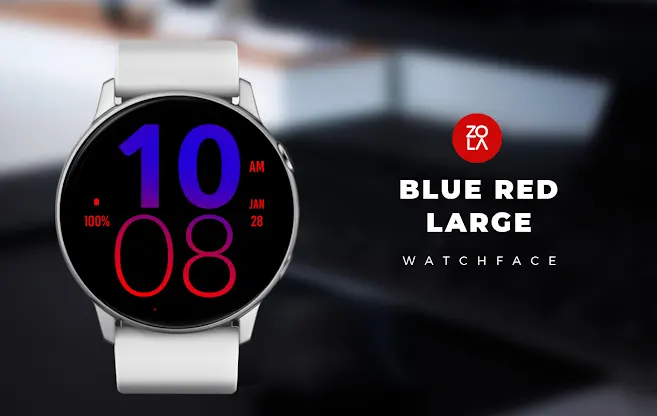 Blue Red Large Watch Face screenshot 1