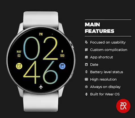 Blue Yellow Light Watch Face screenshot 2