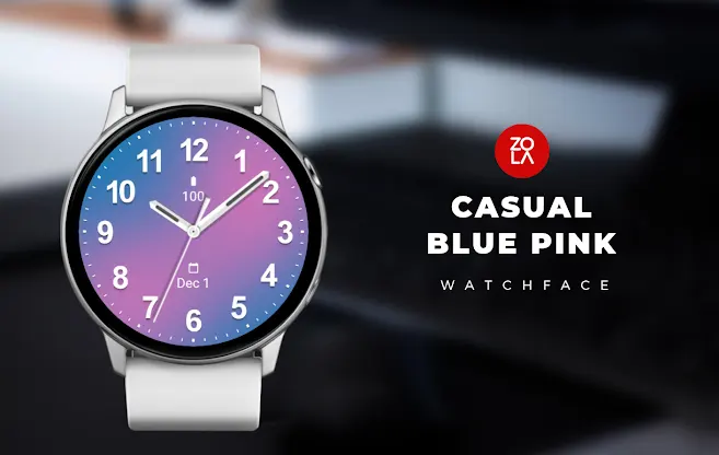 Casual Blue Pink Watch Face screenshot 1