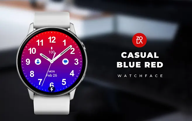 Casual Blue Red Watch Face screenshot 1
