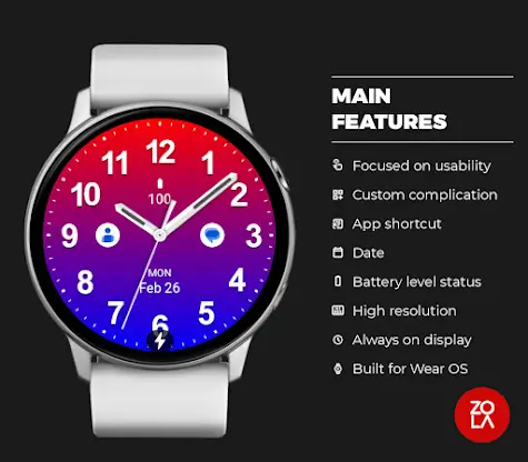 Casual Blue Red Watch Face screenshot 2