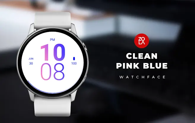 Clean Pink Blue Watch Face screenshot 1