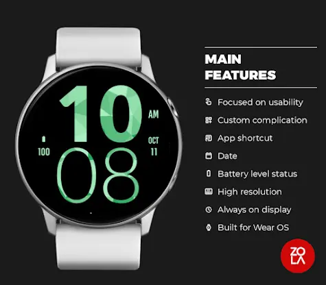 Green Mint Large Watch Face screenshot 2