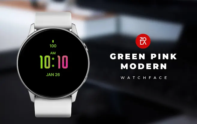 Green Pink Modern Watch Face screenshot 1