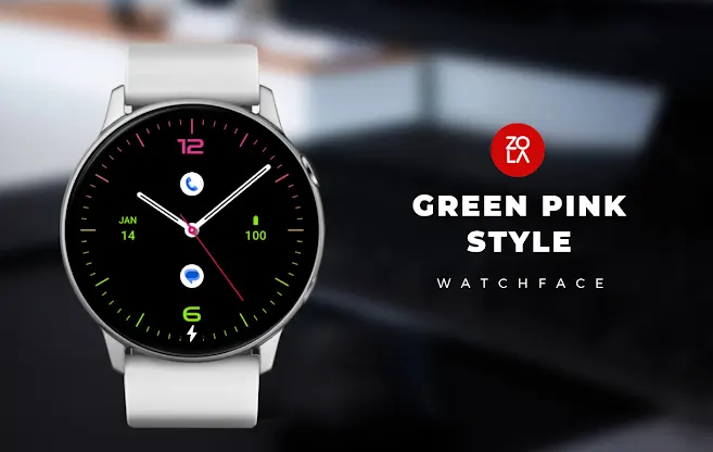 Green Pink Style Watch Face screenshot 1