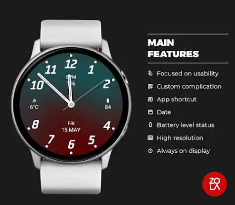 Green Red Analogue Watch Face screenshot 2