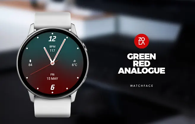 Green Red Analogue Watch Face screenshot 1