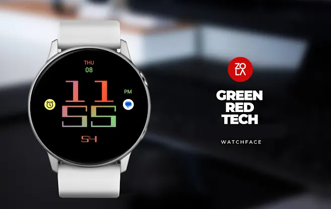 Green Red Tech Watch Face screenshot 1