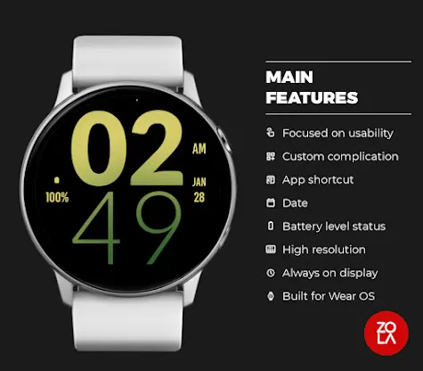 Green Yellow Large Watch Face screenshot 2