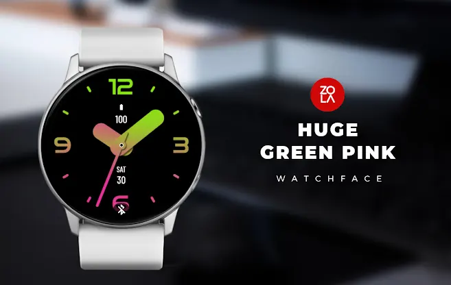 Huge Green Pink Watch Face screenshot 1