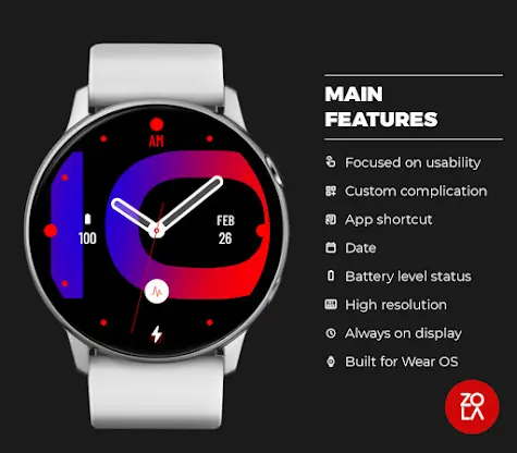 Hybrid Blue Red Watch Face screenshot 2
