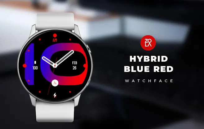 Hybrid Blue Red Watch Face screenshot 1