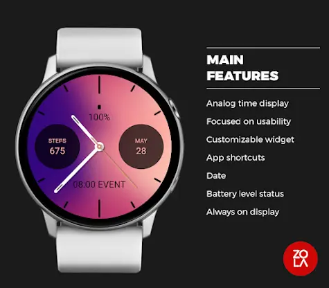 Purple Analog Watch Face screenshot 2