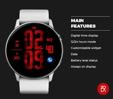 Red Digital XL Watch Face screenshot 2