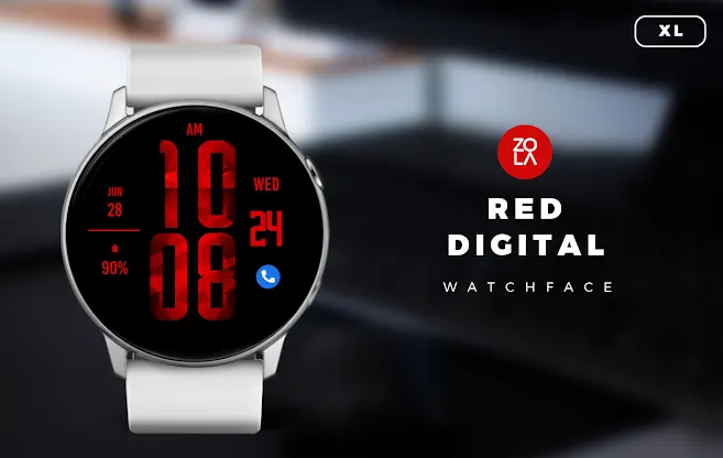 Red Digital XL Watch Face screenshot 1