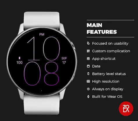 Soft Purple Line Watch Face screenshot 2