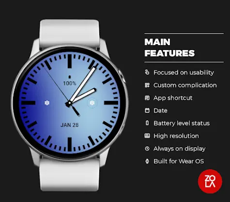 Solid Electric Blue Watch Face screenshot 2