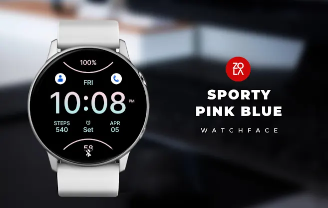 Sporty Pink Blue Watch Face screenshot 1