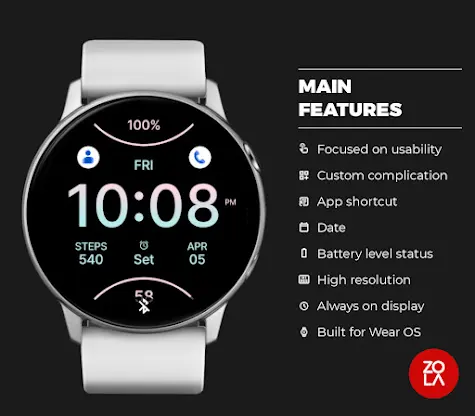 Sporty Pink Blue Watch Face screenshot 2
