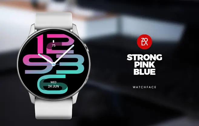 Strong Pink Blue Watch Face screenshot 1