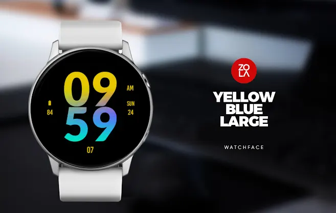 Yellow Blue Large Watch Face screenshot 1