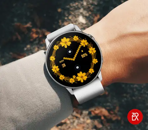 Yellow Floral Analog Watchface screenshot 3