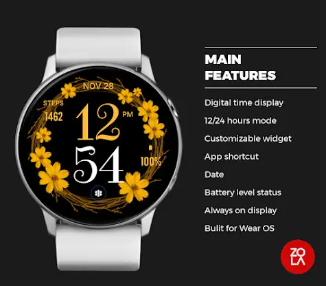 Yellow Flower Watch Face screenshot 2