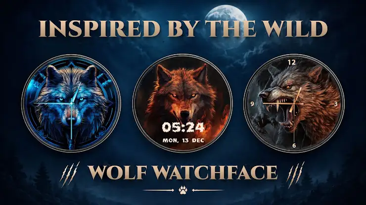 Wolf Watch Face: Wear OS Watch screenshot 7